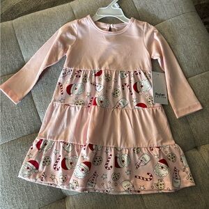 Planet Cotton Christmas Dress Pink Santa Sz 2T